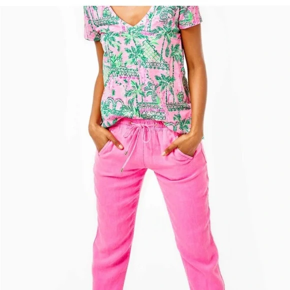 Lilly Pulitzer Wtta V Neck T Shirt Top Wonens Large Mandela Baby's Always Worth - Picture 2 of 10